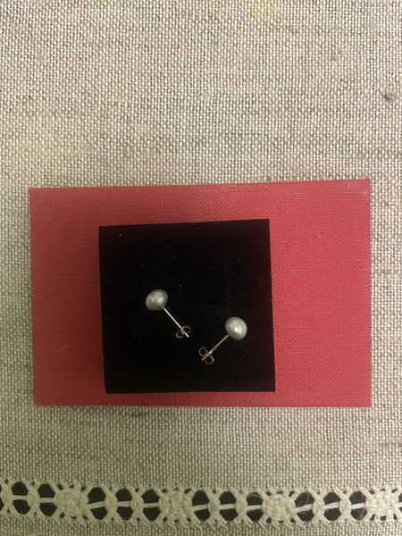 Cercei fetite/ femei Aur 14 k cu perla de cultura.